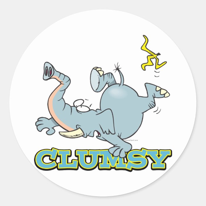 cute clumsy elephant cartoon round stickers