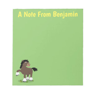 Cute Clydesdale draft horse cartoon illustration Notepad