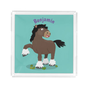 Cute Clydesdale draught horse cartoon illustration Acrylic Tray
