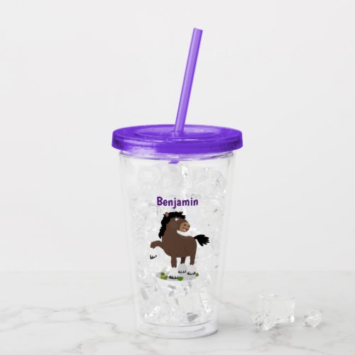 Cute Clydesdale draught horse cartoon illustration Acrylic Tumbler