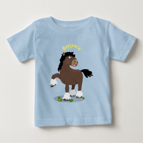 Cute Clydesdale draught horse cartoon illustration Baby T_Shirt