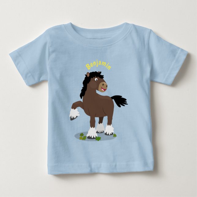 Cute Clydesdale draught horse cartoon illustration Baby T-Shirt (Front)