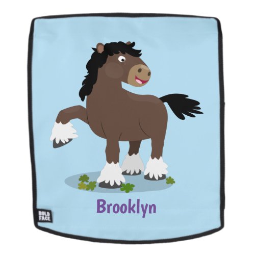 Cute Clydesdale draught horse cartoon illustration Backpack