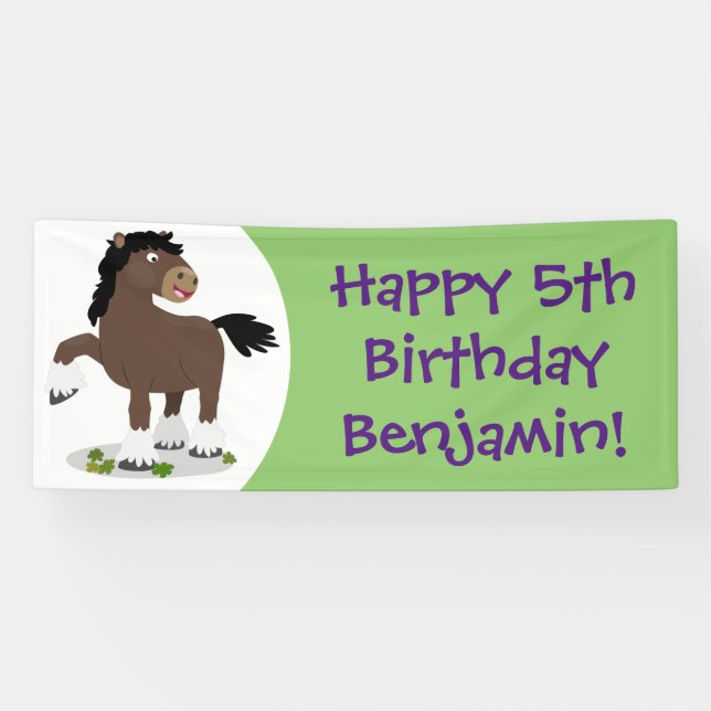 Cute Clydesdale draught horse cartoon illustration Banner (Horizontal)