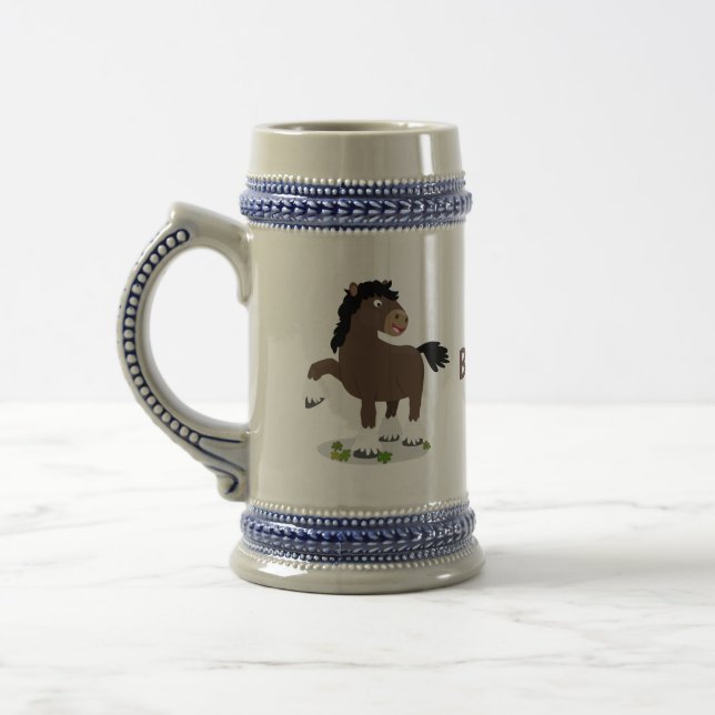 Cute Clydesdale draught horse cartoon illustration Beer Stein (Left)