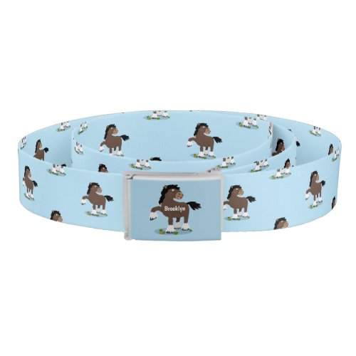 Cute Clydesdale draught horse cartoon illustration Belt