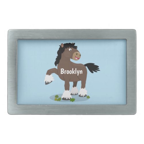 Cute Clydesdale draught horse cartoon illustration Belt Buckle