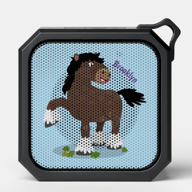 Cute Clydesdale draught horse cartoon illustration Bluetooth Speaker (Front)