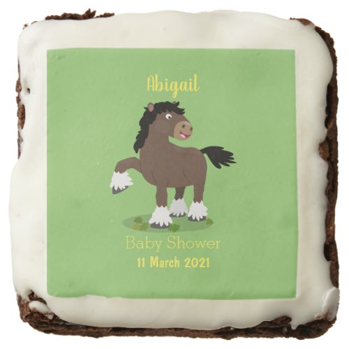 Cute Clydesdale draught horse cartoon illustration Brownie