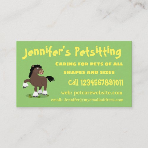 Cute Clydesdale draught horse cartoon illustration Business Card