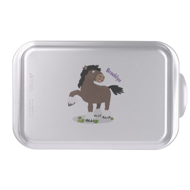 Cute Clydesdale draught horse cartoon illustration Cake Pan (Front)