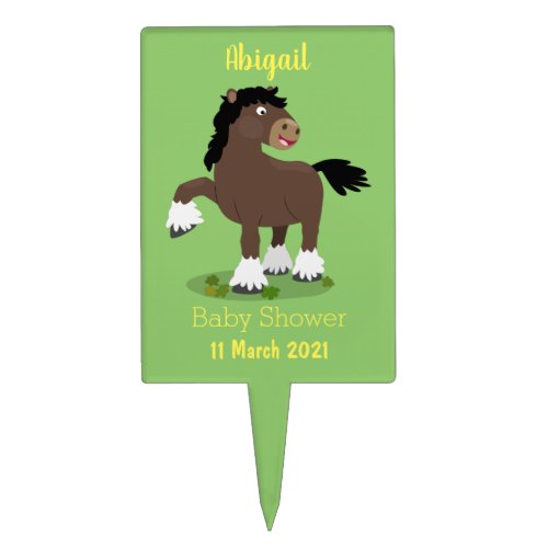 Cute Clydesdale draught horse cartoon illustration Cake Topper