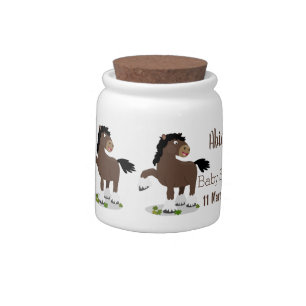 Cute Clydesdale draught horse cartoon illustration Candy Jar