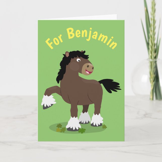 Cute Clydesdale draught horse cartoon illustration Card (Front)