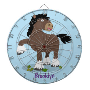 Cute Clydesdale draught horse cartoon illustration Dart Board