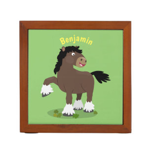 Cute Clydesdale draught horse cartoon illustration Desk Organizer