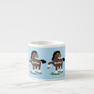 Cute Clydesdale draught horse cartoon illustration Espresso Cup
