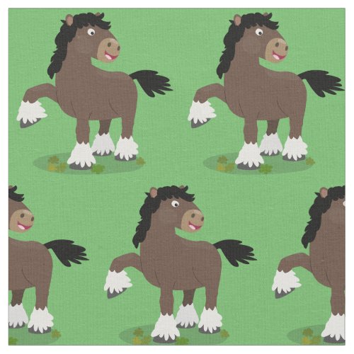 Cute Clydesdale draught horse cartoon illustration Fabric
