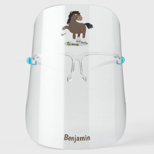 Cute Clydesdale draught horse cartoon illustration Face Shield