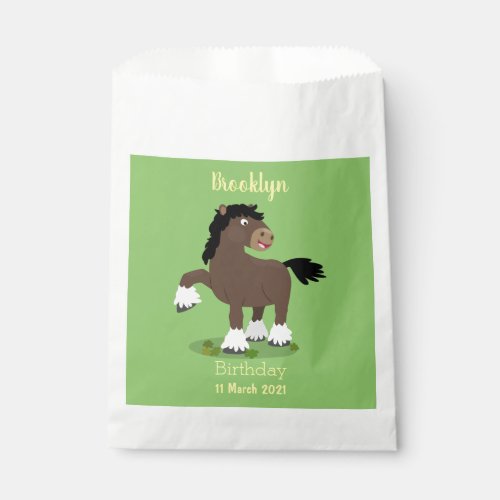 Cute Clydesdale draught horse cartoon illustration Favor Bag