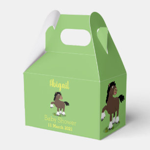 Cute Clydesdale draught horse cartoon illustration Favor Boxes