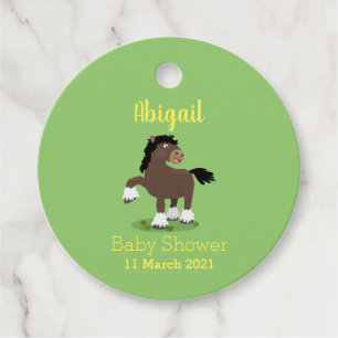 Cute Clydesdale draught horse cartoon illustration Favor Tags