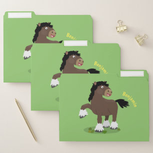 Cute Clydesdale draught horse cartoon illustration File Folder