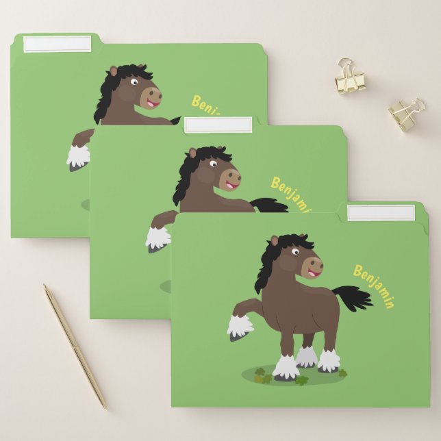 Cute Clydesdale draught horse cartoon illustration File Folder (Set)