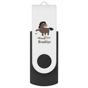 Cute Clydesdale draught horse cartoon illustration Flash Drive