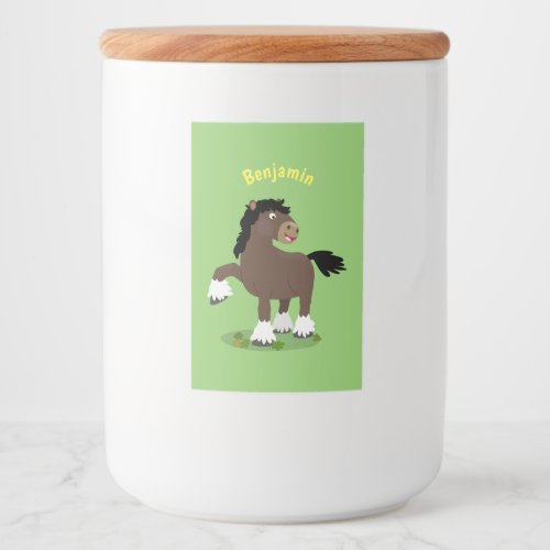 Cute Clydesdale draught horse cartoon illustration Food Label