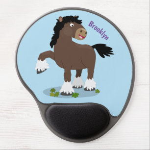 Cute Clydesdale draught horse cartoon illustration Gel Mouse Pad