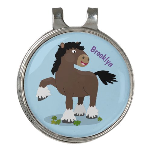 Cute Clydesdale draught horse cartoon illustration Golf Hat Clip