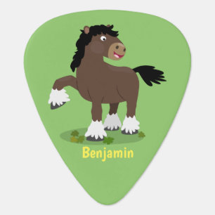 Cute Clydesdale draught horse cartoon illustration Guitar Pick