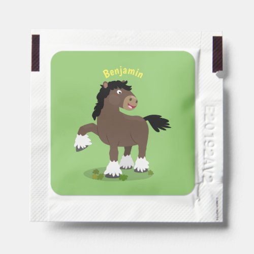 Cute Clydesdale draught horse cartoon illustration Hand Sanitizer Packet