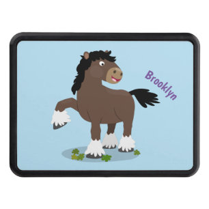 Cute Clydesdale draught horse cartoon illustration Hitch Cover