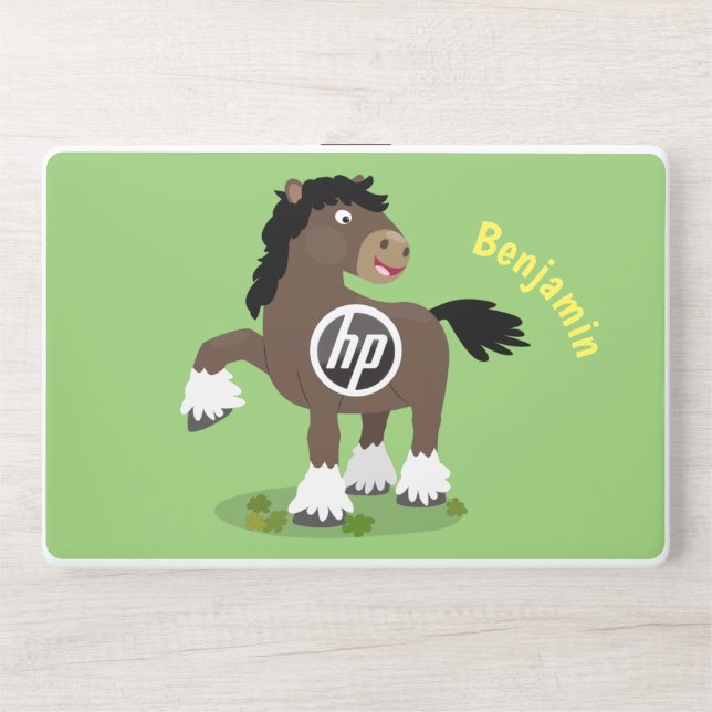 Cute Clydesdale draught horse cartoon illustration HP Laptop Skin (Front)