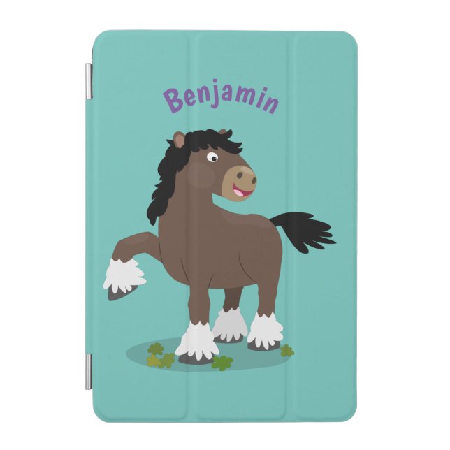 Cute Clydesdale draught horse cartoon illustration iPad Mini Cover (Front)