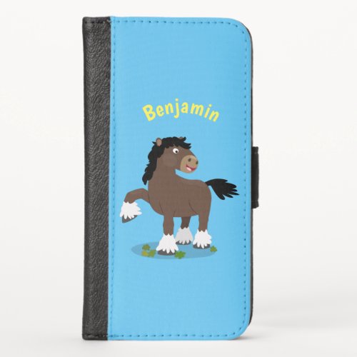 Cute Clydesdale draught horse cartoon illustration iPhone X Wallet Case