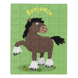 Cute Clydesdale draught horse cartoon illustration Jigsaw Puzzle