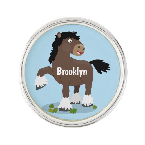 Cute Clydesdale draught horse cartoon illustration Lapel Pin