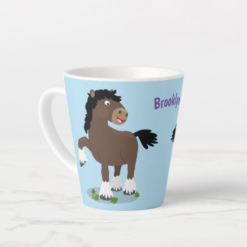 Cute Clydesdale draught horse cartoon illustration Latte Mug