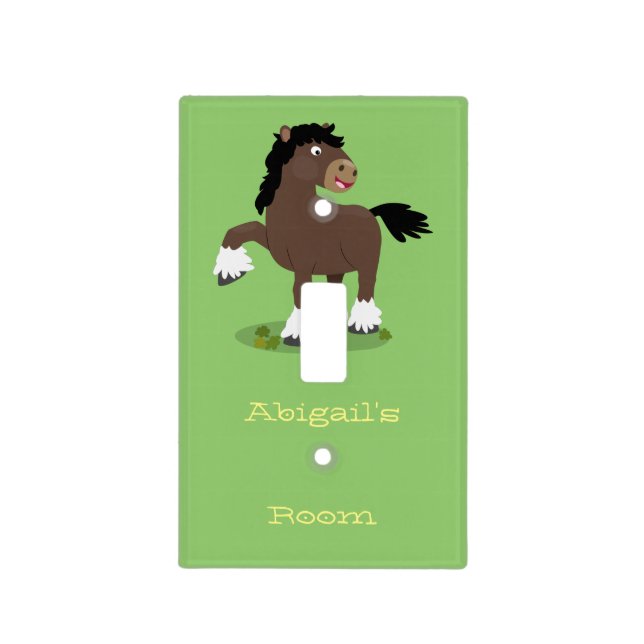 Cute Clydesdale draught horse cartoon illustration Light Switch Cover (Front)
