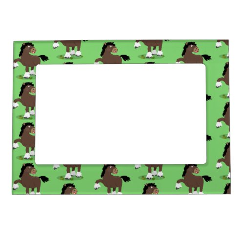 Cute Clydesdale draught horse cartoon illustration Magnetic Frame