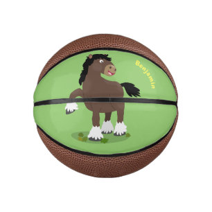 Cute Clydesdale draught horse cartoon illustration Mini Basketball