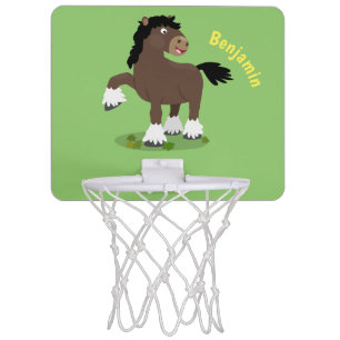 Cute Clydesdale draught horse cartoon illustration Mini Basketball Hoop