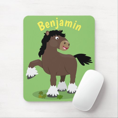 Cute Clydesdale draught horse cartoon illustration Mouse Pad
