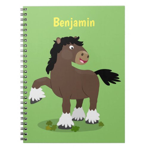 Cute Clydesdale draught horse cartoon illustration Notebook