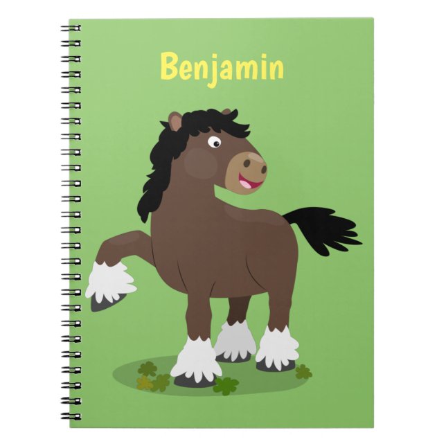 Cute Clydesdale draught horse cartoon illustration Notebook (Front)