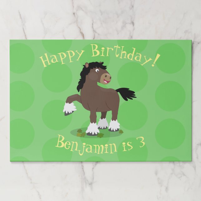 Cute Clydesdale draught horse cartoon illustration Paper Pad (Front)