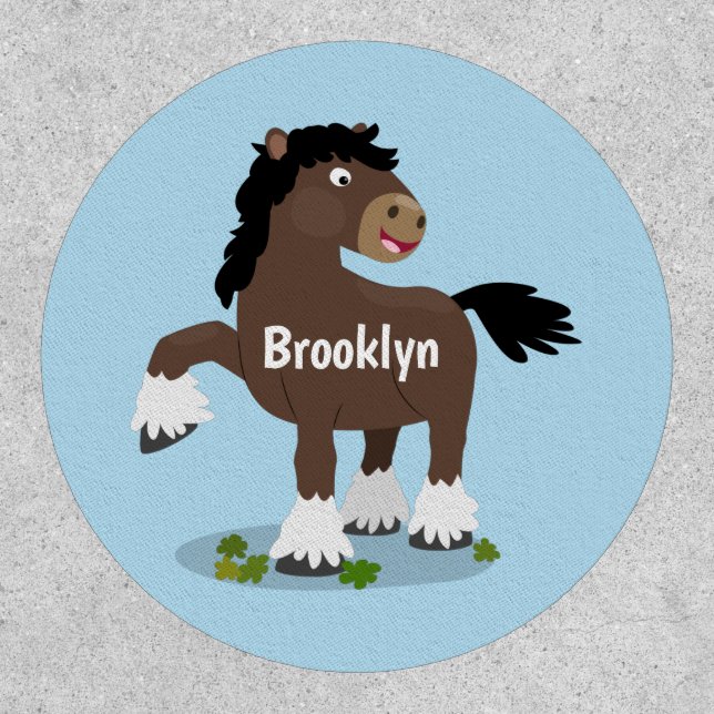 Cute Clydesdale draught horse cartoon illustration Patch (Front)